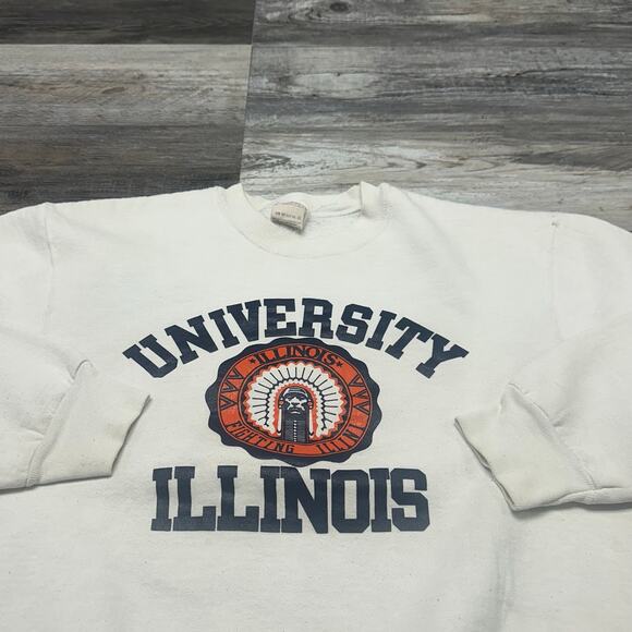 Vintage 80s University of Illinios Fruit Of The Loom Mens M Crewneck Sweatshirt - Picture 9 of 11